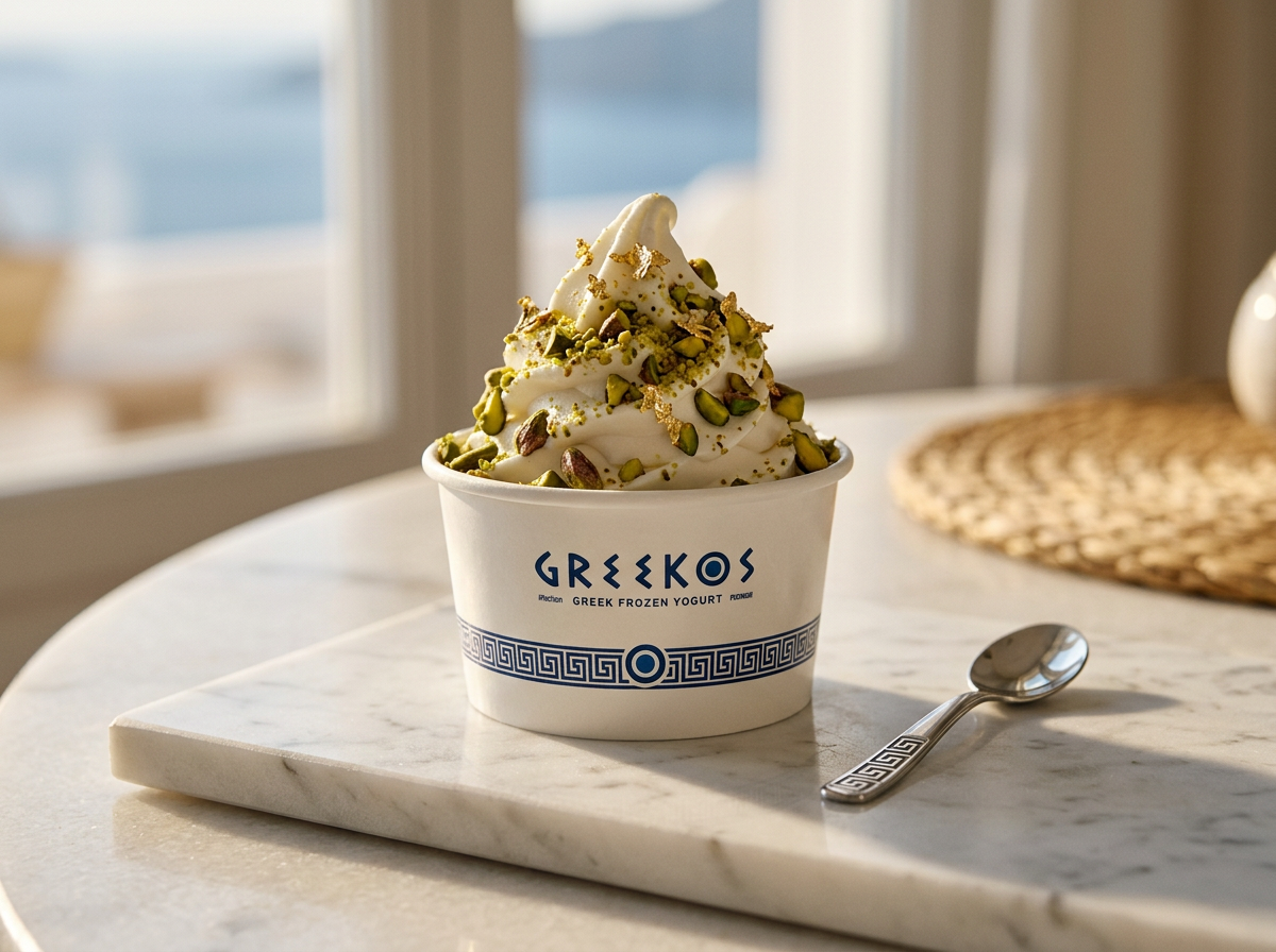 GREEKOS — Greek frozen yogurt con pistache y oro