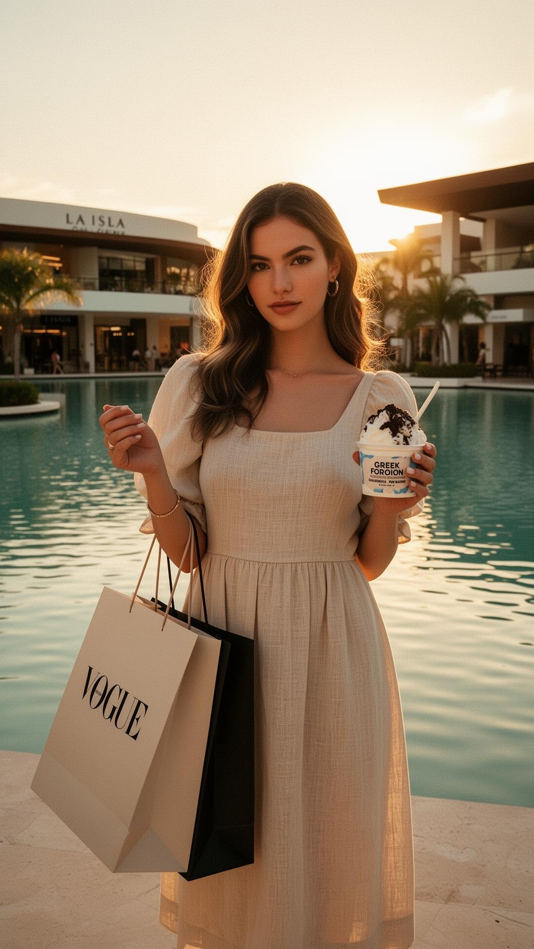 Editorial — shopping y postres en La Isla Cancún al atardecer